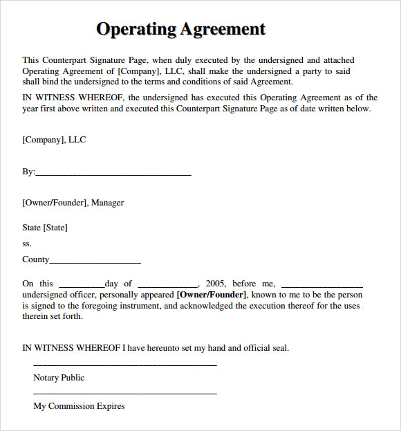 Printable Single Member Llc Operating Agreement Template Free 