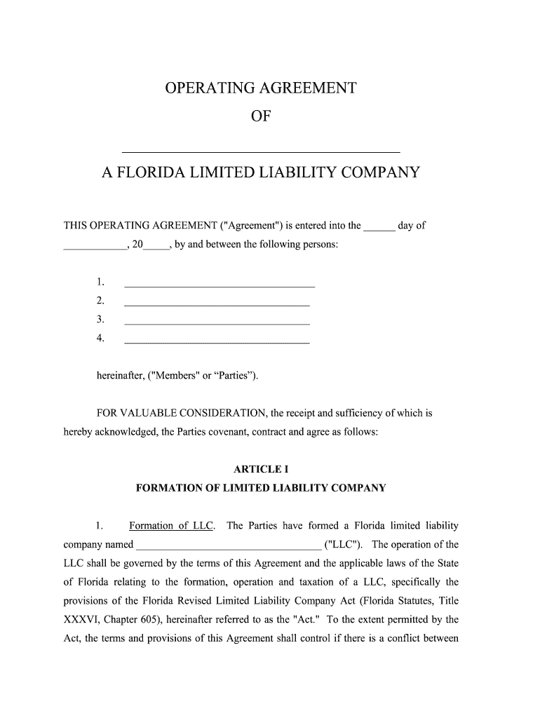 Printable Single Member Llc Operating Agreement Template Free 