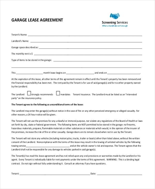 Printable Storage Agreement Form Printable Word Searches