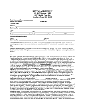 Printable Storage Rental Agreement Form Falljobros