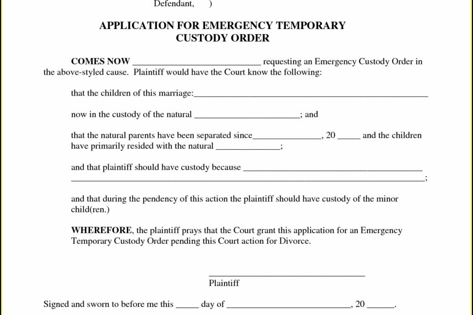 Printable Temporary Custody Agreement