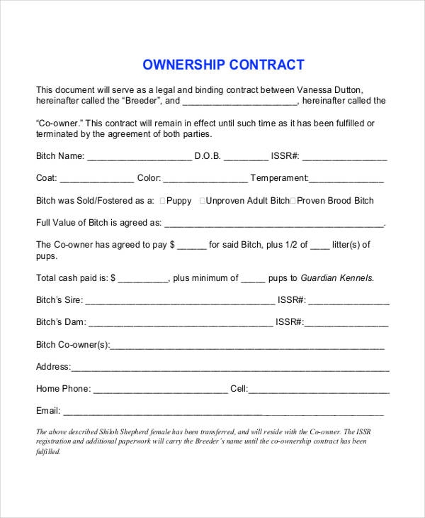 Printable Transfer Of Ownership Agreement Template Printable Word 