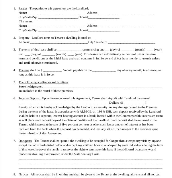 Rent Lease Form Printable Printable Forms Free Online