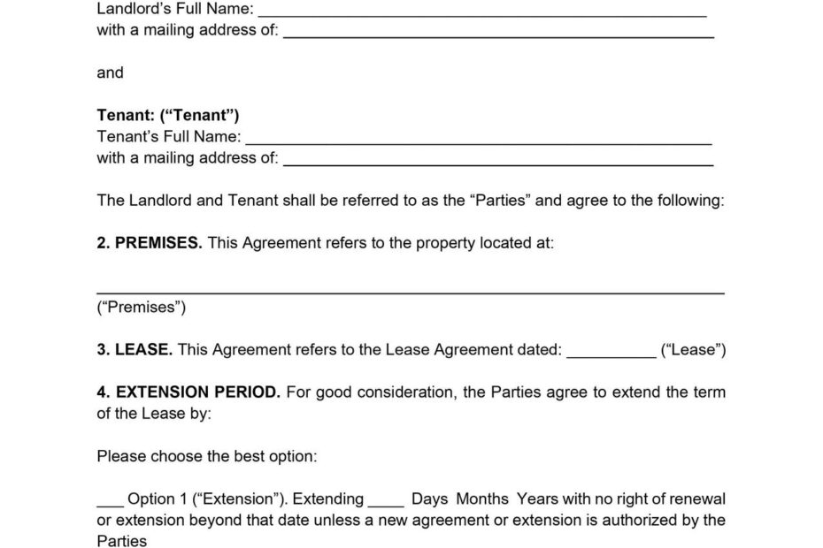 Rental Renewal Agreement Template