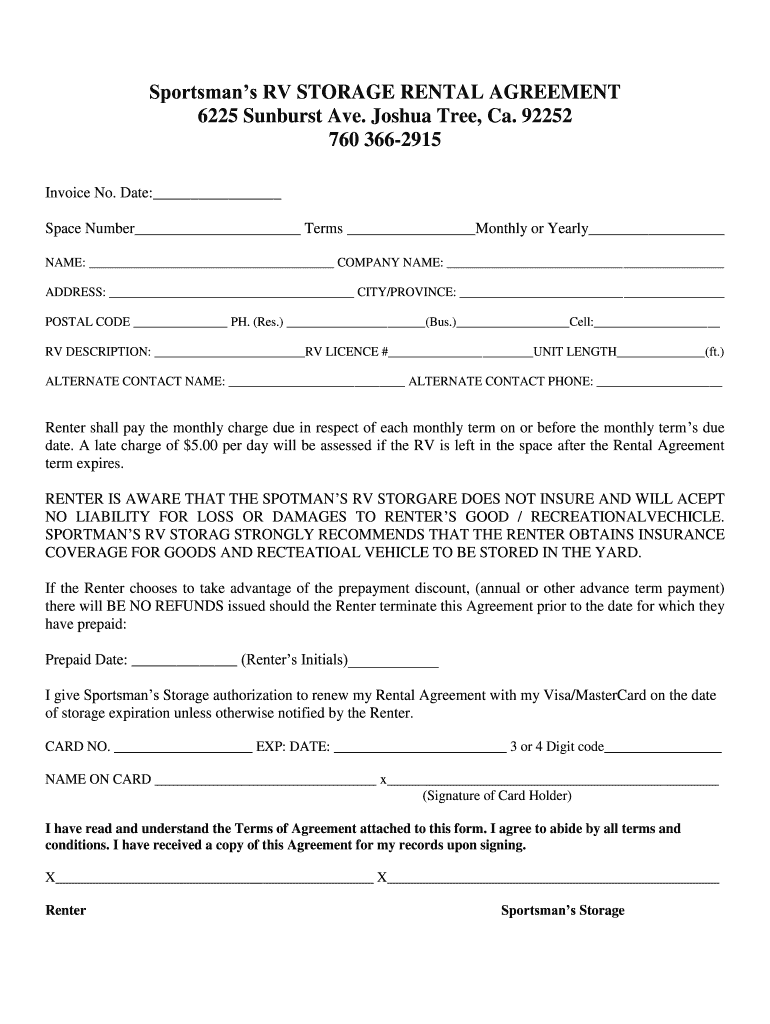 Rv Storage Agreement Template Fill Out Sign Online DocHub Fillable 