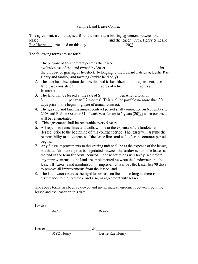 Simple Farm Land Lease Agreement Form Printable Form Templates And 