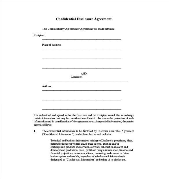 Simple Free Printable Confidentiality Agreement Form Printable Forms 