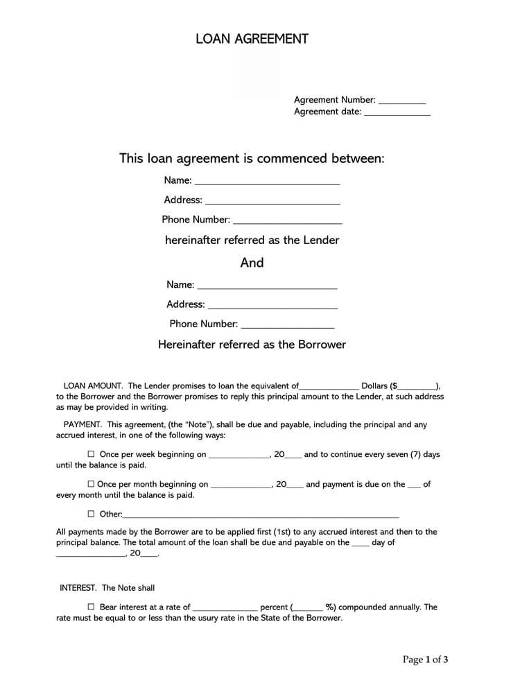 Simple Free Printable Personal Loan With No Interest Agreement Form 