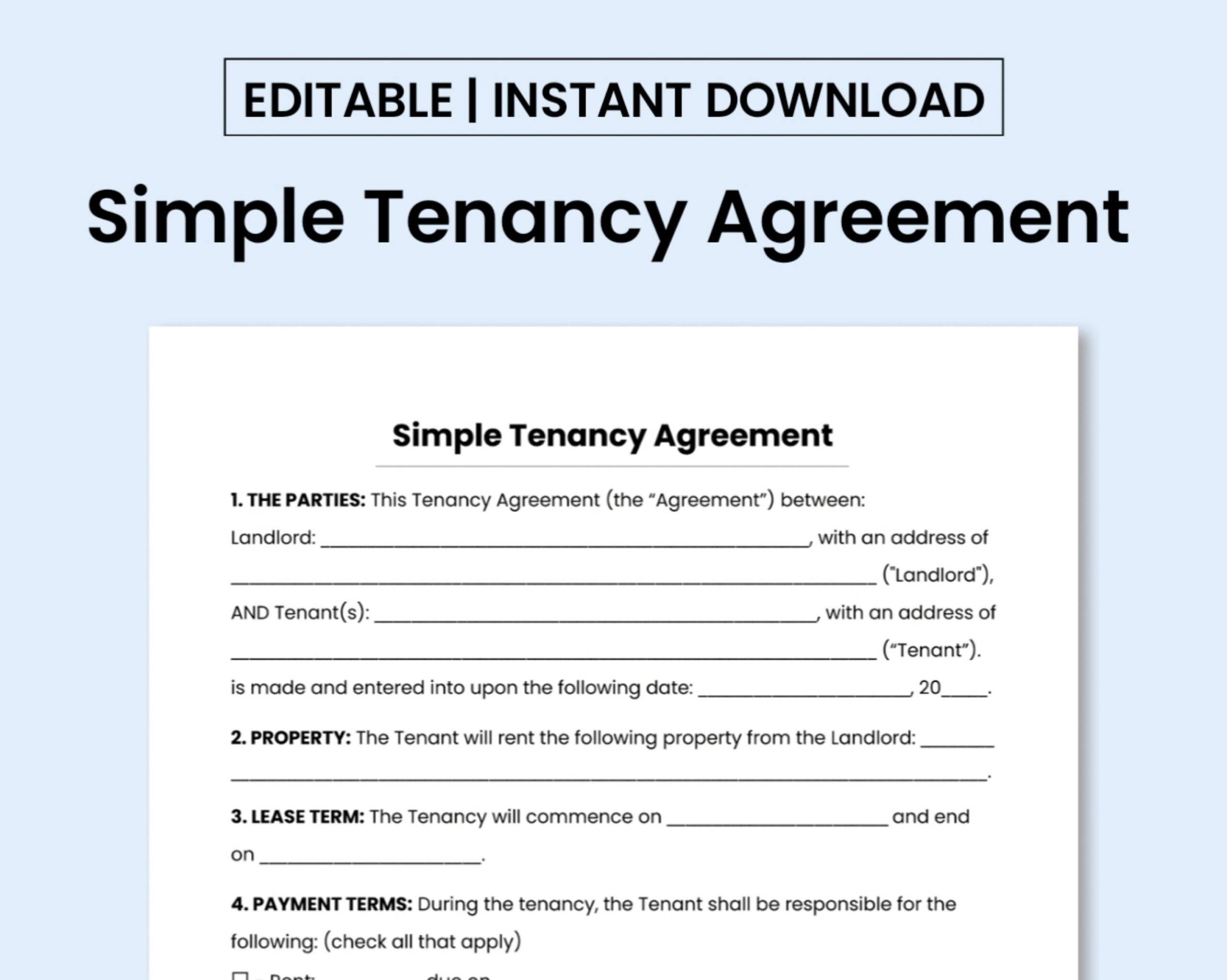 Simple Tenancy Agreement Template Bogiolo
