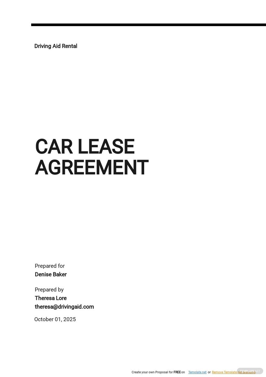 Standard Car Lease Agreement Template Google Docs Word Apple Pages 