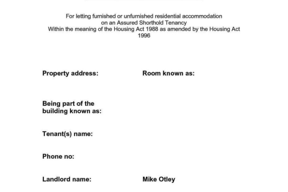Tenancy Agreement Template Printable Printable Forms Free Online
